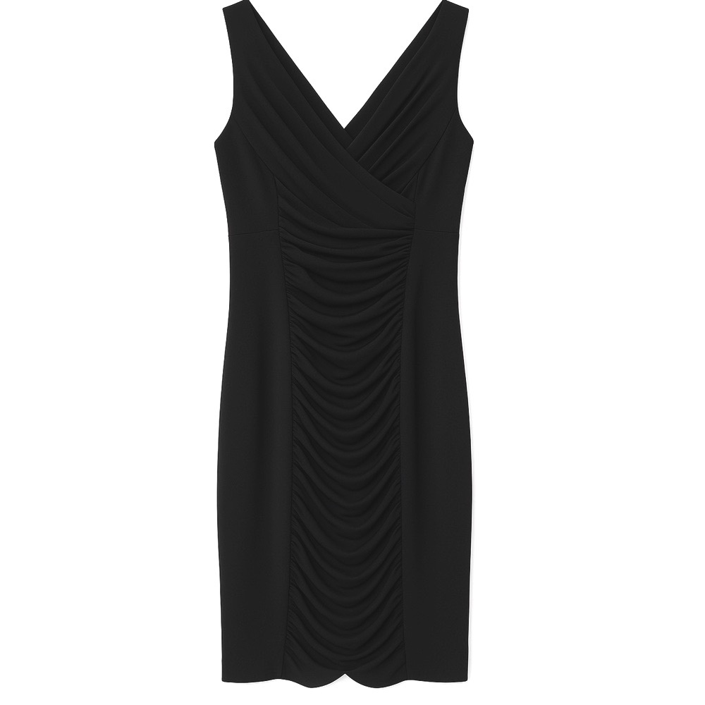 White House Black Market Black Ruched Sleeveless Cocktail Dress – Size 8